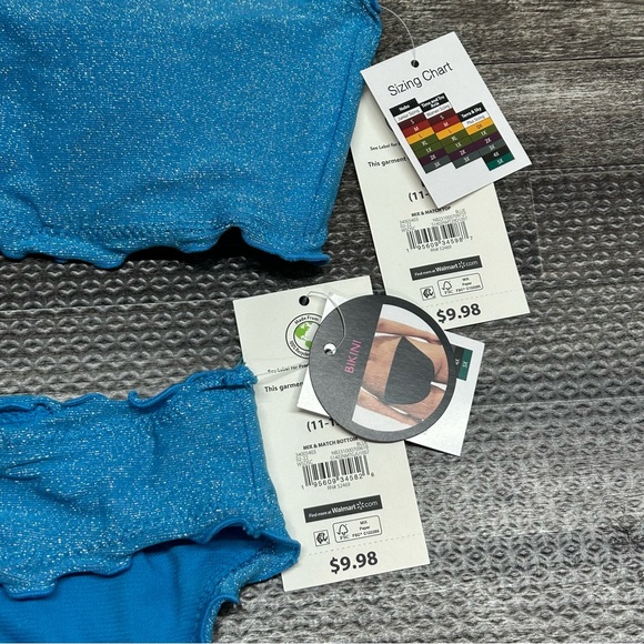 NWT Junior’s Size Large No Boundaries Two Piece Bikini Set in Blue Lurex - Picture 5 of 15